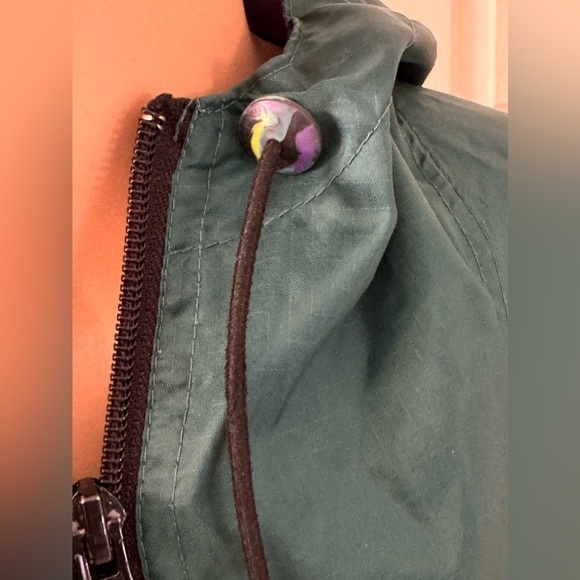 Vntg HELLY HANSEN M Jacket Mens Hooded 1/2 Zip Nylon Windbreaker Pullover Green - Picture 10 of 13